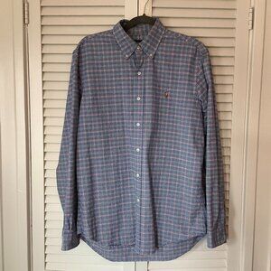 Ralph Lauren men's buttondown shirt medium cotton plaid red blue white black